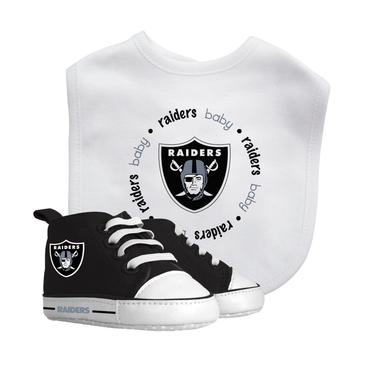 Las Vegas Raiders Baby Gift Set Bib And Pre-Walkers Unisex 2 Piece Cotton